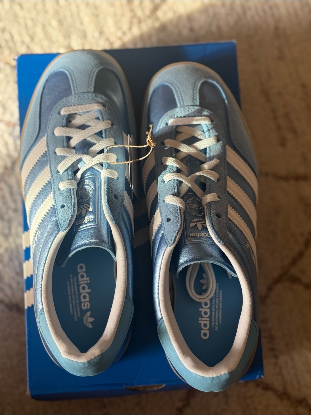 Adidas Gazelle Indoor W Women 7 Blue Metallic Gum Sole Sneakers JS1407 BNWT - Picture 7 of 10